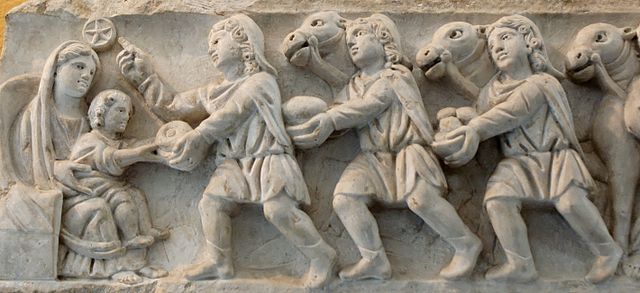 Roomalaisen sarkofagin kyljen reliefi 400-luvulta.