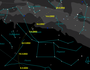 kartta komeetan paikasta