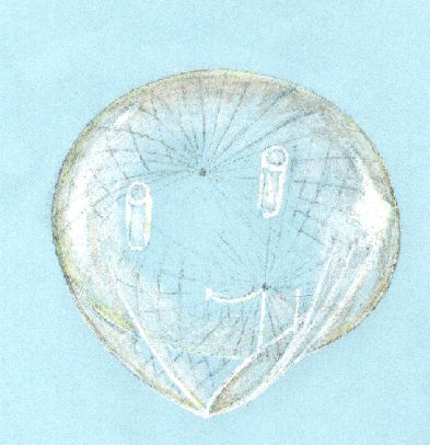 A drawing of weather observing balloon on the Jyvaskylas sky