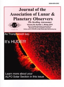 Journal of the Association of Lunar & Planetary Observers, The Strolling Astronomer, Volume 56, number 1, Winter 2016
