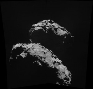 Rosetta-komeetta on selvästi kaksiosainen, etenkin tietystä kulmasta kuvattuna.