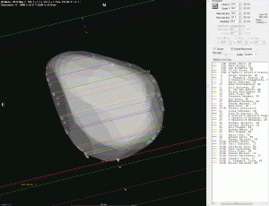 Kuva 2. Asteroidin 9 Metis 7.3.2014 peittämän HIP 78193 -tähden havainnoista johdettu kolmiulotteinen asteroidin malli. 
