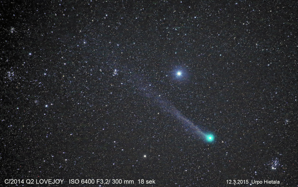 Komeetta Lovejoy 12.3.2015. Kuva: Urpo Hietala.