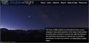 Globe at Night -etusivu