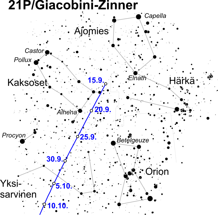21P/Giacobini-Zinner - kartta