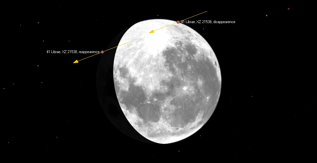 ZC 2233, 41 Librae peittyy ja tulee esiin Kajaanissa 01.04.2021