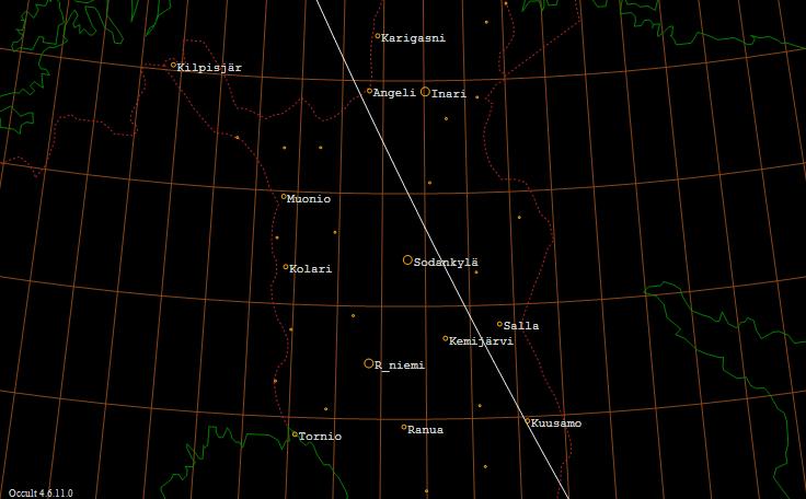 46 Leonis -t�hden (ZC 1544) sivuamisviiva Suomessa