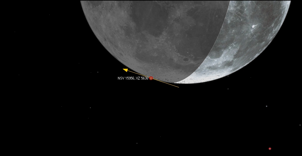 Kuu Jyv�skyl�st� katsottuna. Etel� on ylh��ll� ja it� oikealla.