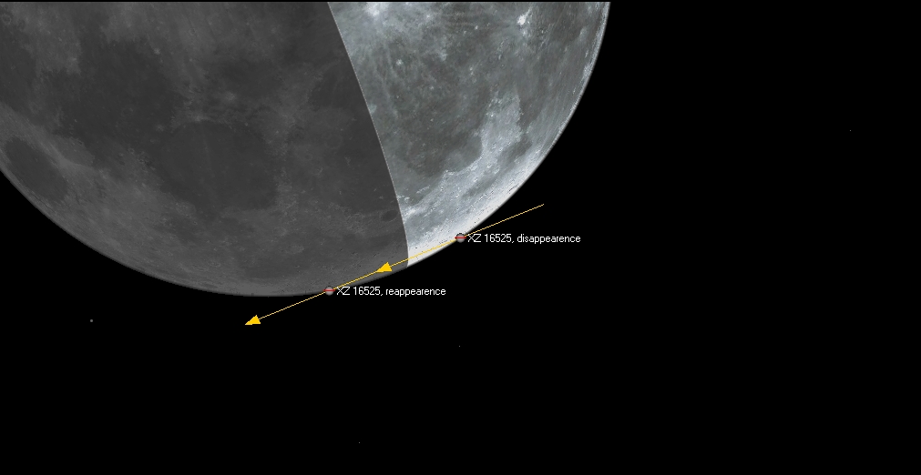 Kuu Oulusta katsottuna. Etel� on ylh��ll� ja it� oikealla.