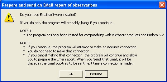 Havaintojen l�hetys k�sitelt�viksi