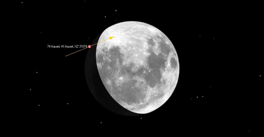 ZC 3356, 74 Aquarii peittyy Helsingiss� 20.10.2018