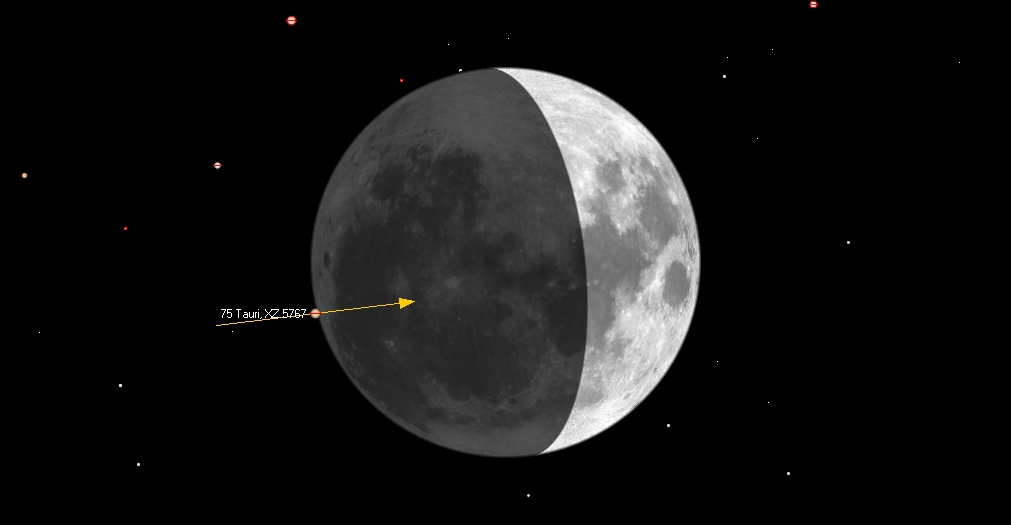 ZC 0667, 75 Tauri peittyy Helsingiss 22.03.2018