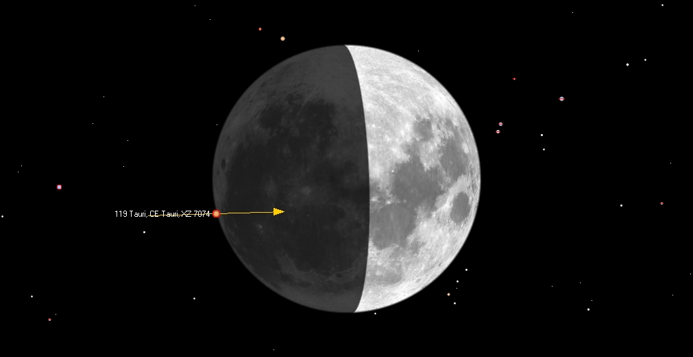 ZC 0832, 119 Tauri peittyy Helsingissä 24.03.2018