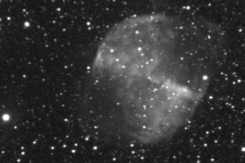 Planetary Nebulae M27. R-filter, 120s exposure